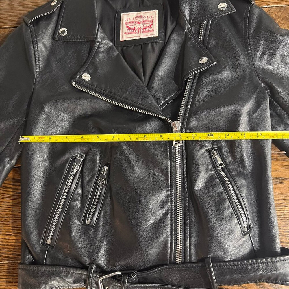 Levi's Women's Belted Faux Leather Moto Jacket Black Size S - Picture 9 of 10